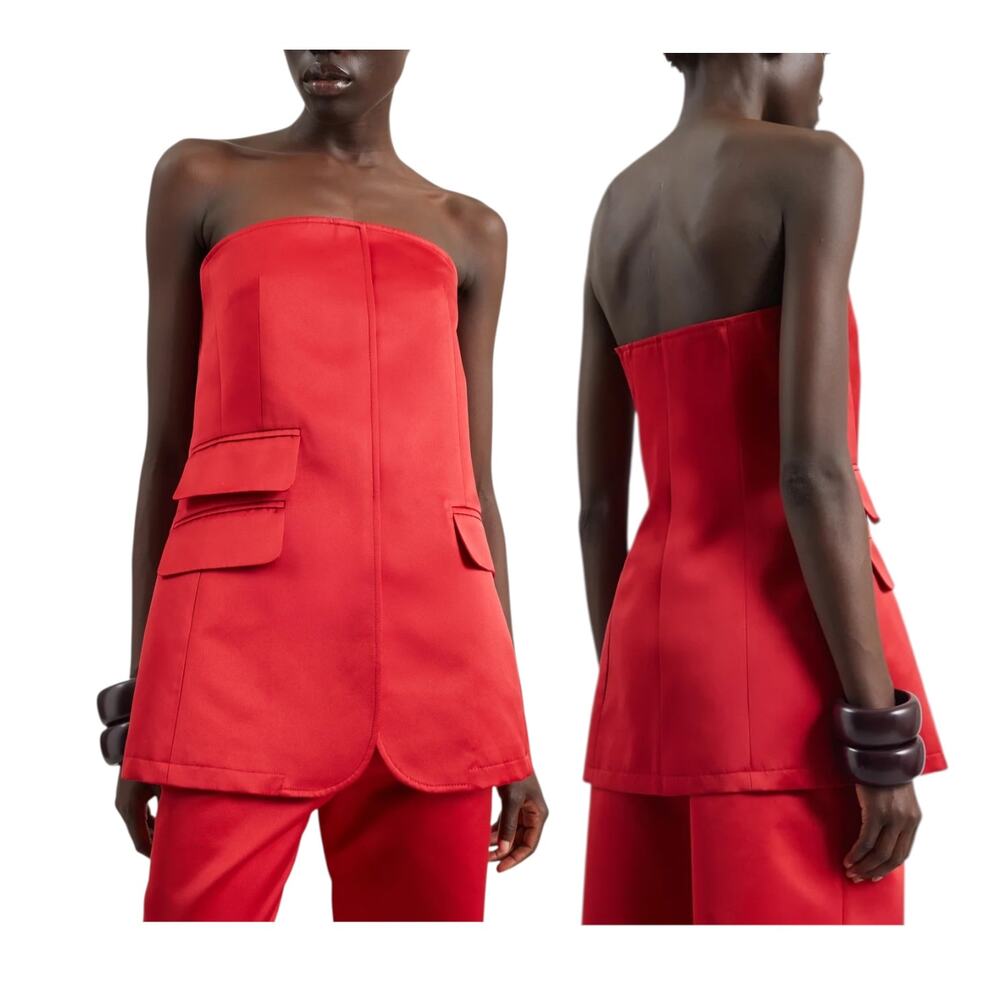 The Frankie Shop - Women's 'Luma' Satin Bustier, Strapless, Fitted - Red, Small